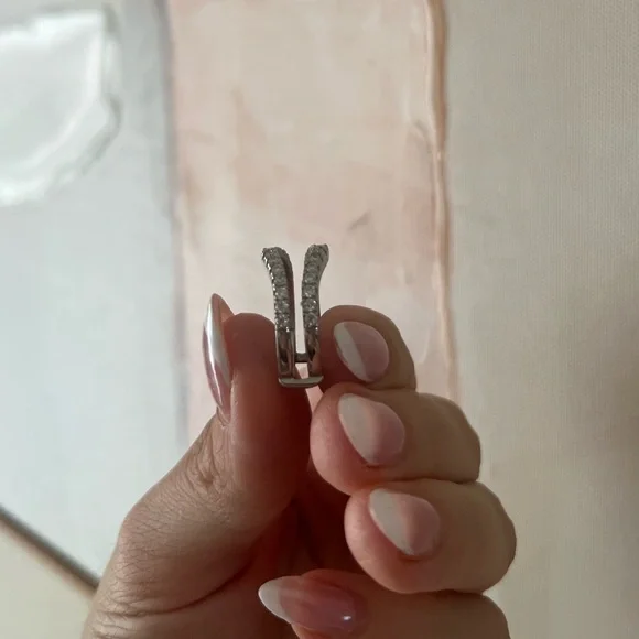 Moissanite Sterling Silver Wedding Band - Picture 7 of 8